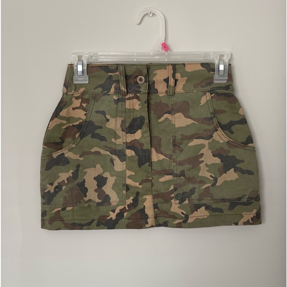 Stone Camo Printed Twill Micro Mini Skirt